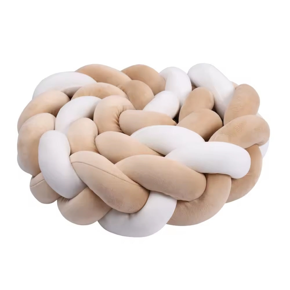 Tresse de Lit Bébé Beige Foncé / Blanc | Tour de Lit Tréssé | Décoration Chambre Enfant