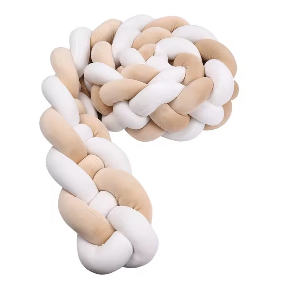 Tresse de Lit Bébé Beige Foncé / Blanc | Tour de Lit Tréssé | Décoration Chambre Enfant