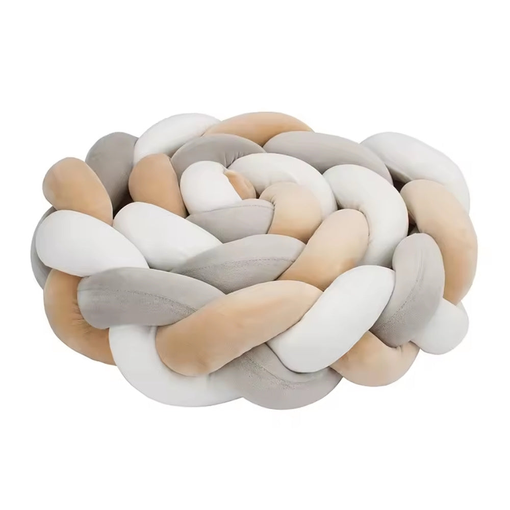 Tresse de Lit Bébé Beige / Gris / Blanc | Tour de Lit Tréssé | Décoration Chambre Enfant