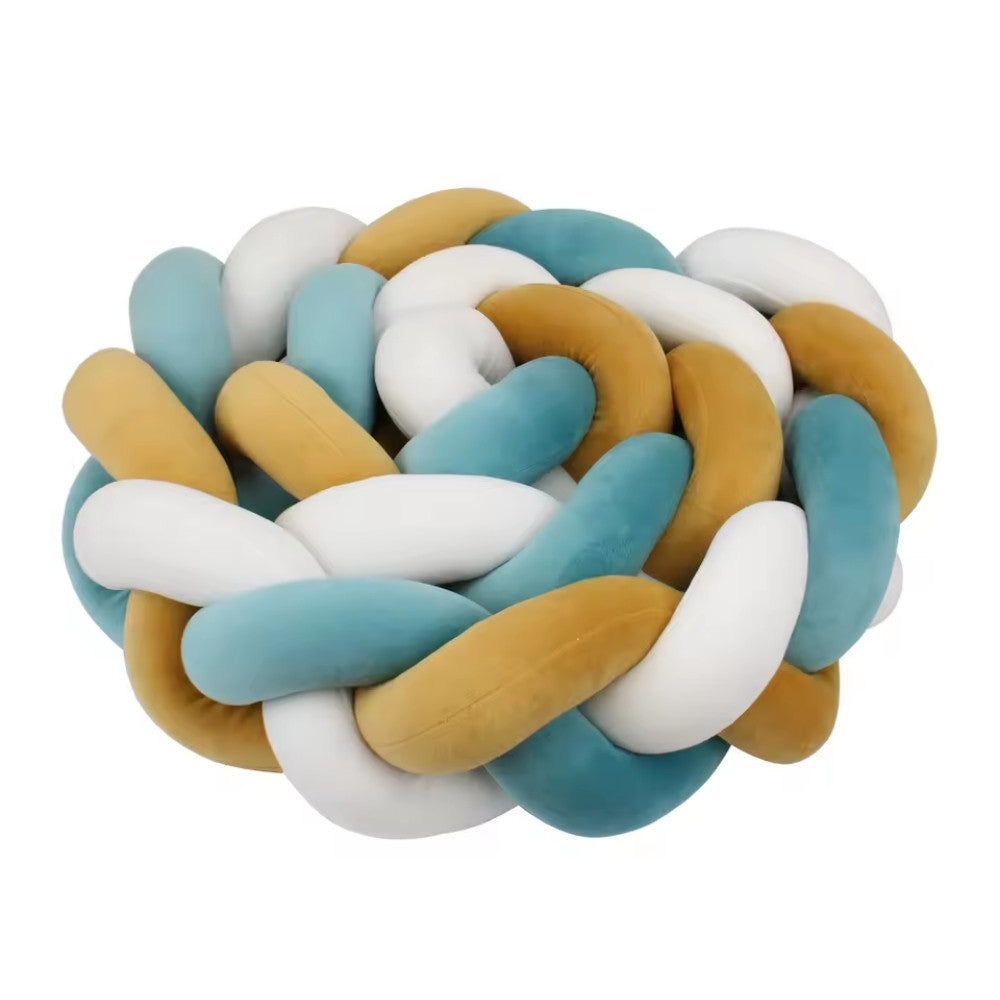 Tresse de Lit Bébé Bleu / Jaune / Blanc | Tour de Lit Tréssé | Décoration Chambre Enfant