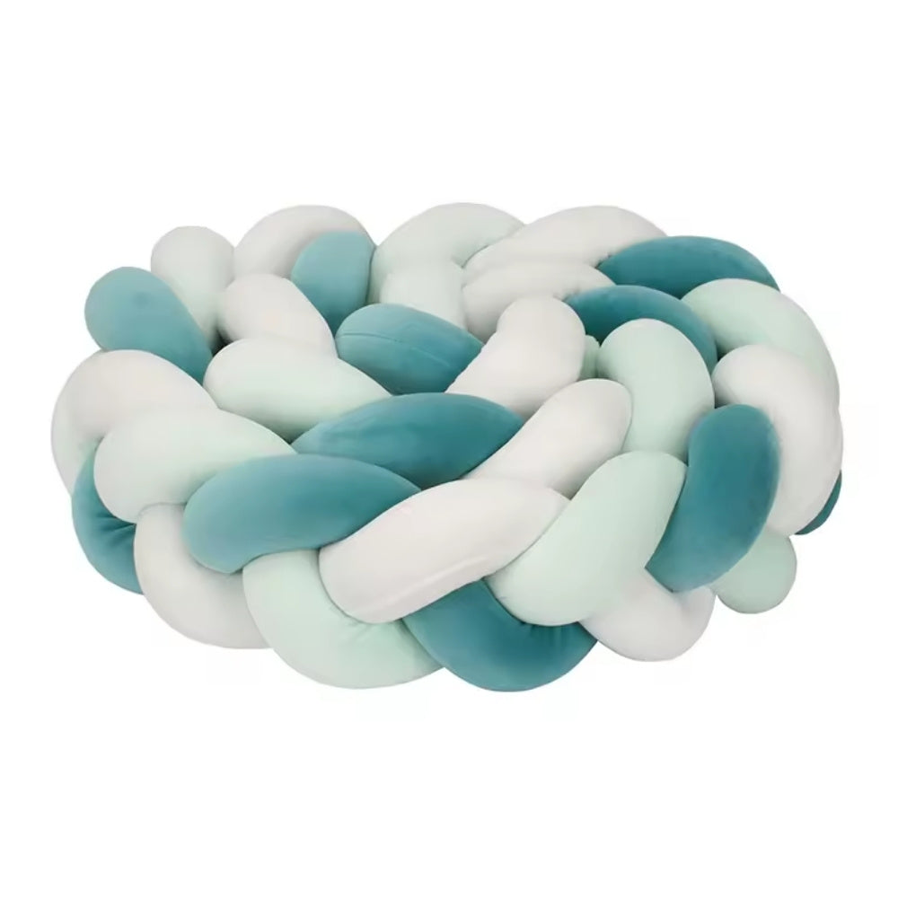 Tresse de Lit Bébé Bleu / Vert / Blanc | Tour de Lit Tréssé | Décoration Chambre Enfant
