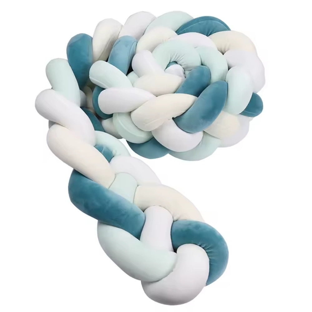 Tresse de Lit Bébé Bleu / Vert / Blanc | Tour de Lit Tréssé | Décoration Chambre Enfant