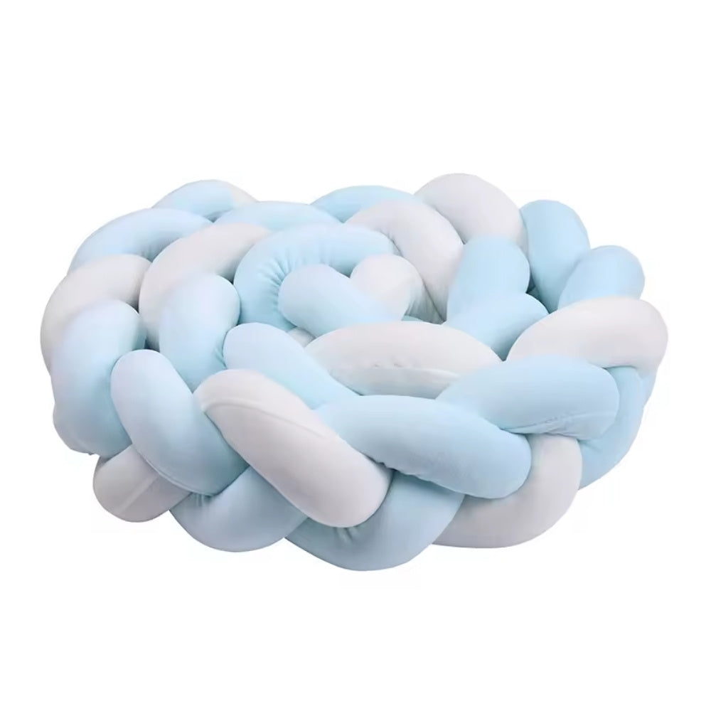 Tresse de Lit Bébé Bleu Ciel / Blanc | Tour de Lit Tréssé | Décoration Chambre Enfant