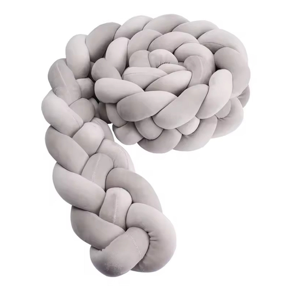 Tresse de Lit Bébé Gris | Tour de Lit Tréssé | Décoration Chambre Enfant