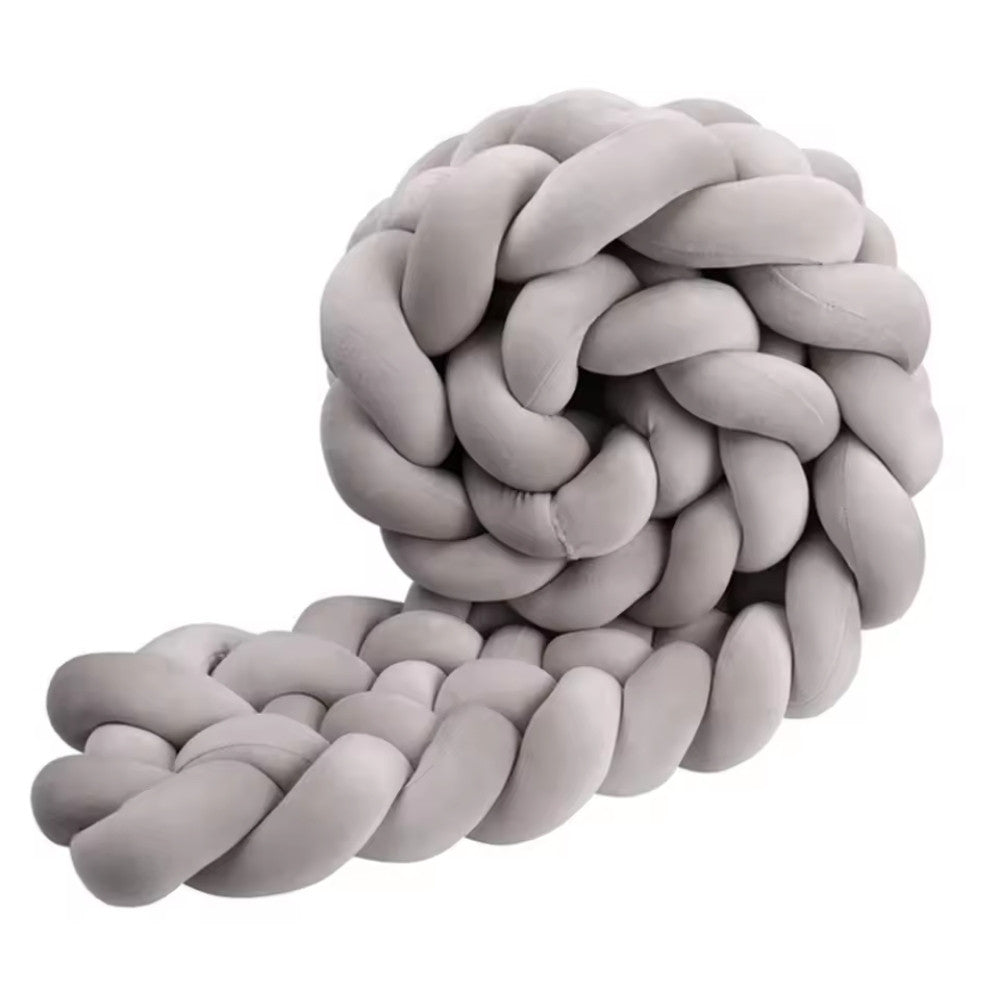 Tresse de Lit Bébé Gris | Tour de Lit Tréssé | Décoration Chambre Enfant