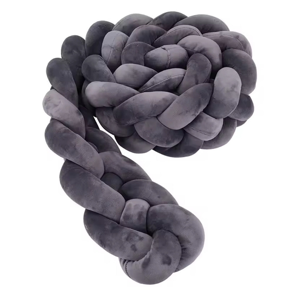 Tresse de Lit Bébé Gris Anthracite | Tour de Lit Tréssé | Décoration Chambre Enfant