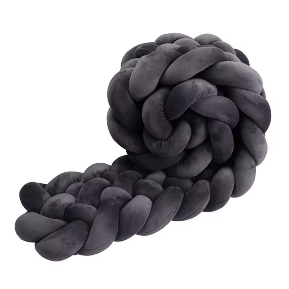 Tresse de Lit Bébé Gris Anthracite | Tour de Lit Tréssé | Décoration Chambre Enfant