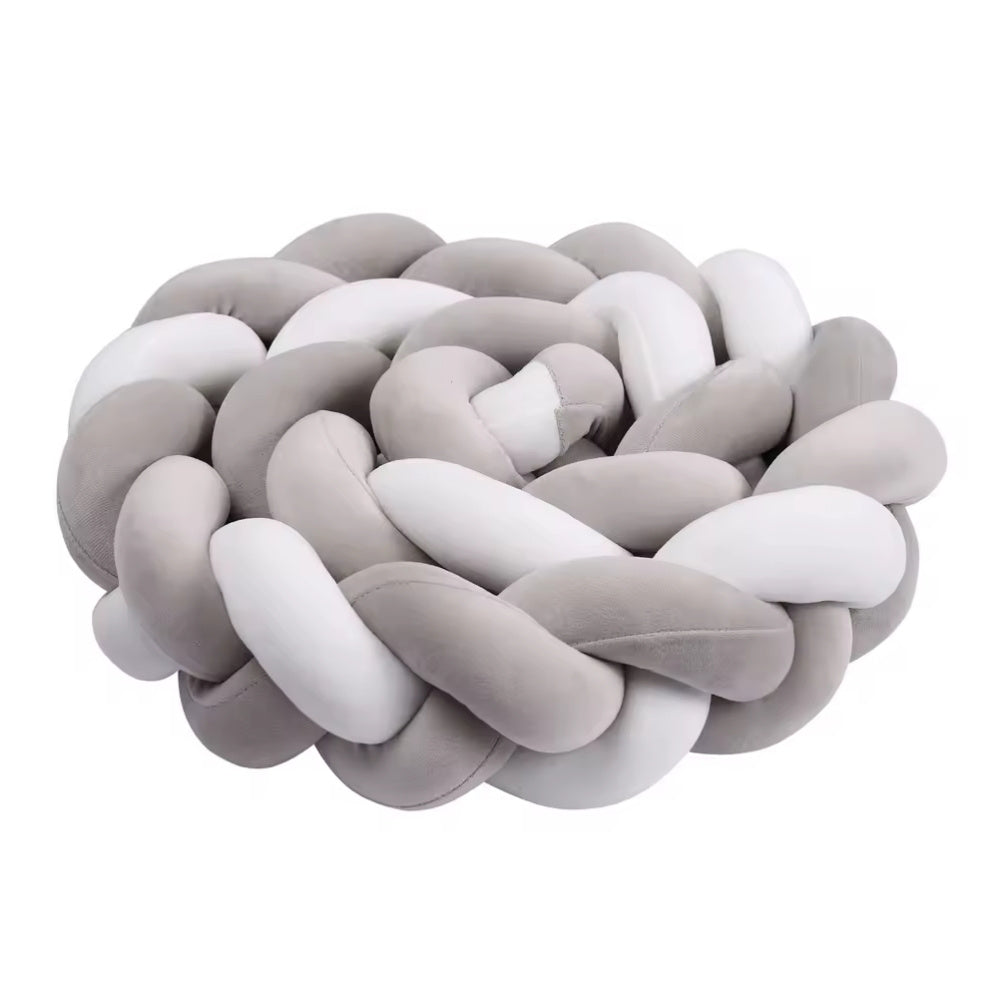 Tresse de Lit Bébé Gris / Blanc | Tour de Lit Tréssé | Décoration Chambre Enfant