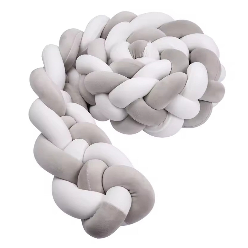 Tresse de Lit Bébé Gris / Blanc | Tour de Lit Tréssé | Décoration Chambre Enfant