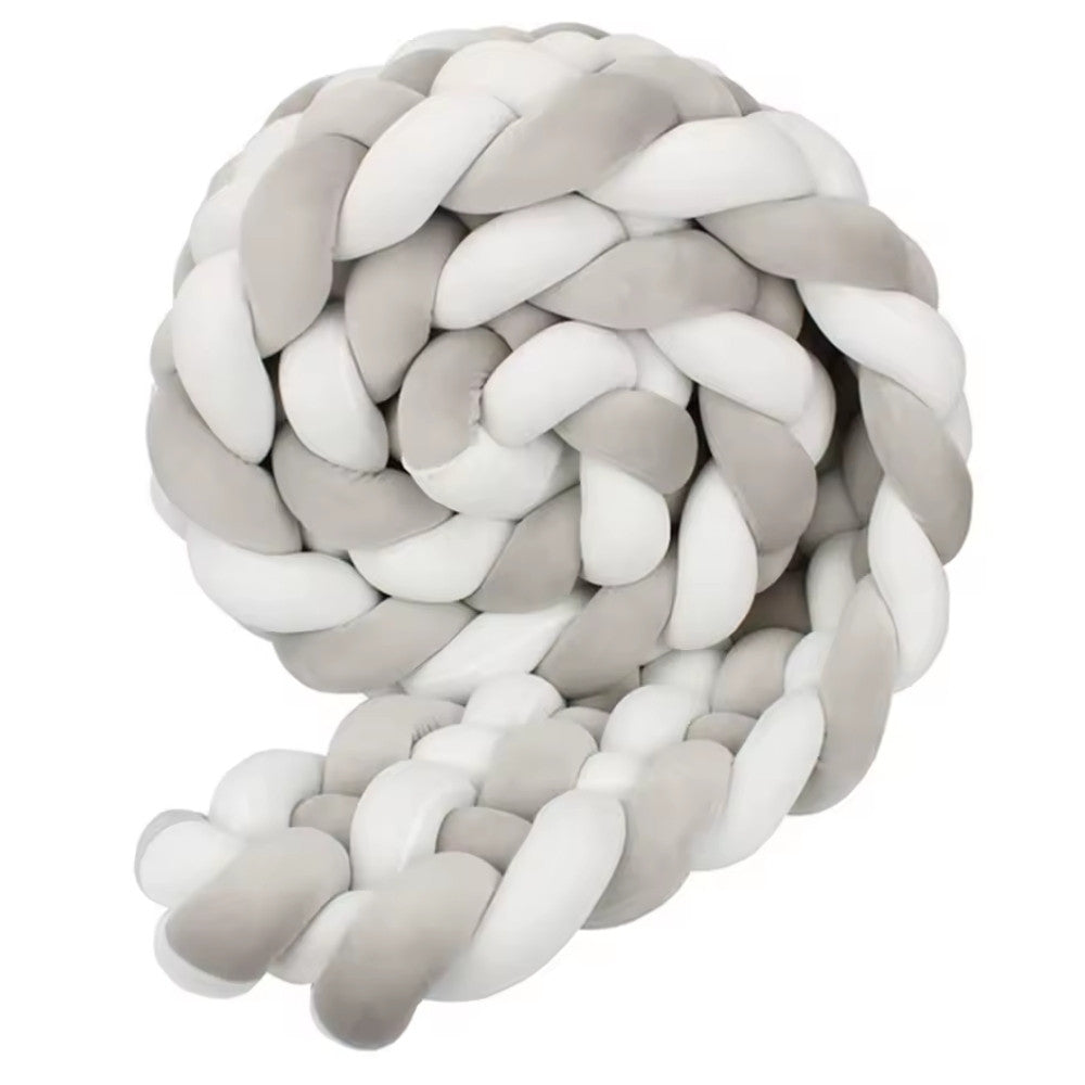 Tresse de Lit Bébé Gris / Blanc | Tour de Lit Tréssé | Décoration Chambre Enfant