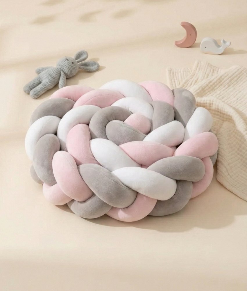 Tresse de lit gris rose blanc