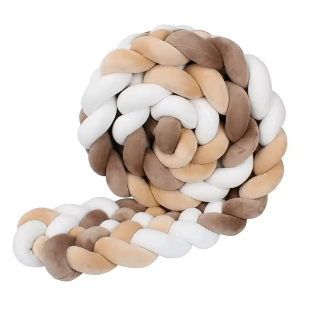 Tresse de Lit Bébé Marron / Beige / Blanc | Tour de Lit Tréssé | Décoration Chambre Enfant
