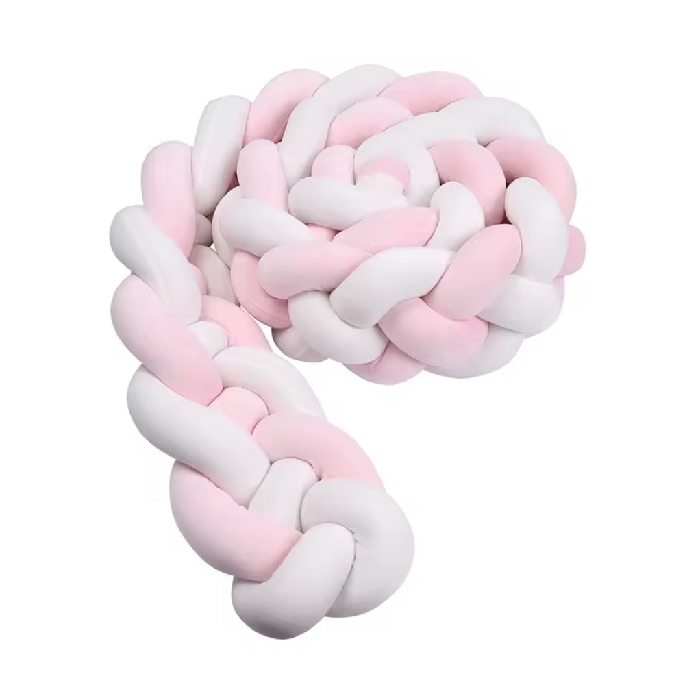 Tresse de Lit Bébé Rose / Blanc | Tour de Lit Tréssé | Décoration Chambre Enfant