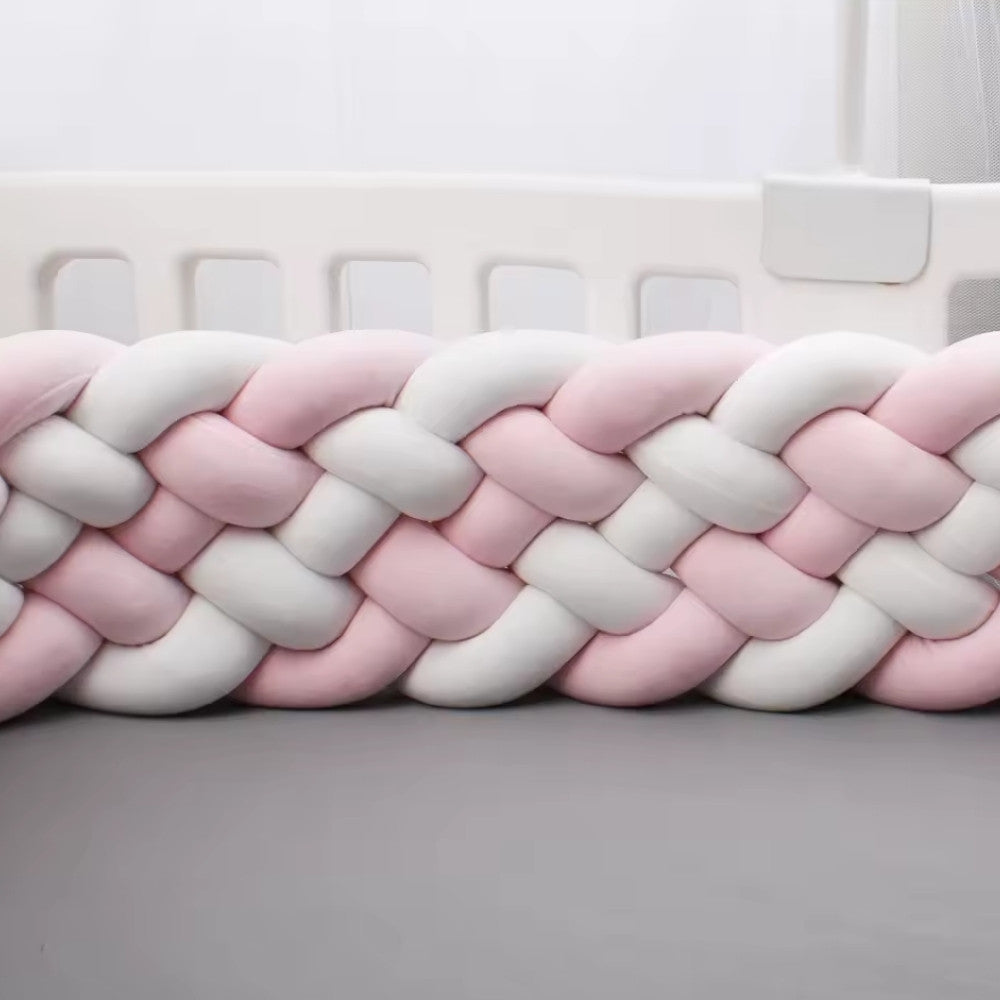 Tresse de Lit Bébé Rose / Blanc | Tour de Lit Tréssé | Décoration Chambre Enfant