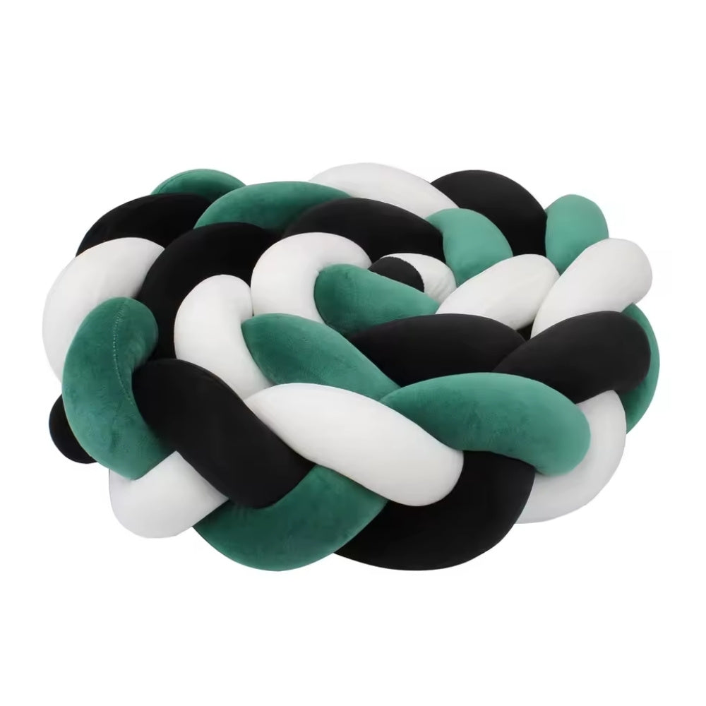 Tresse de Lit Bébé Vert Sapin / Noir / Blanc | Tour de Lit Tréssé | Décoration Chambre Enfant