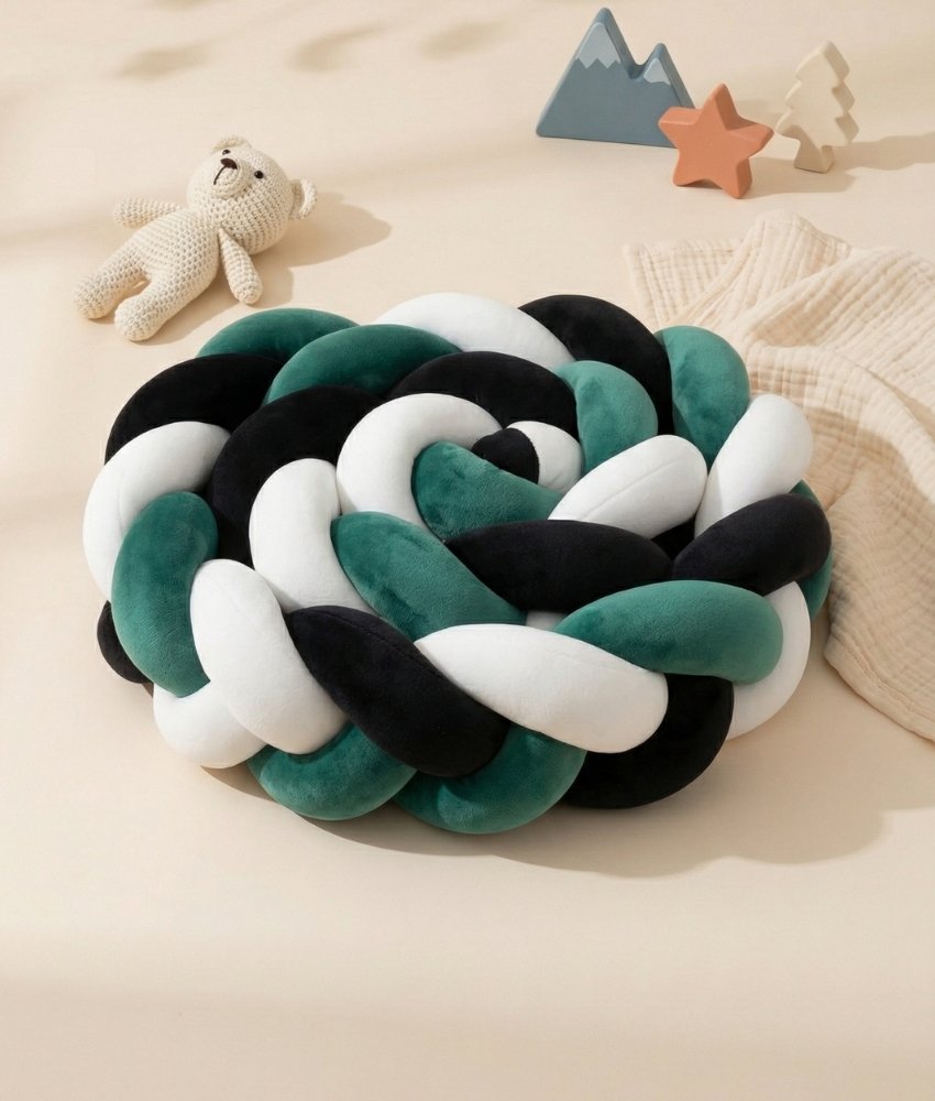 Tresse de lit vert noir blanc