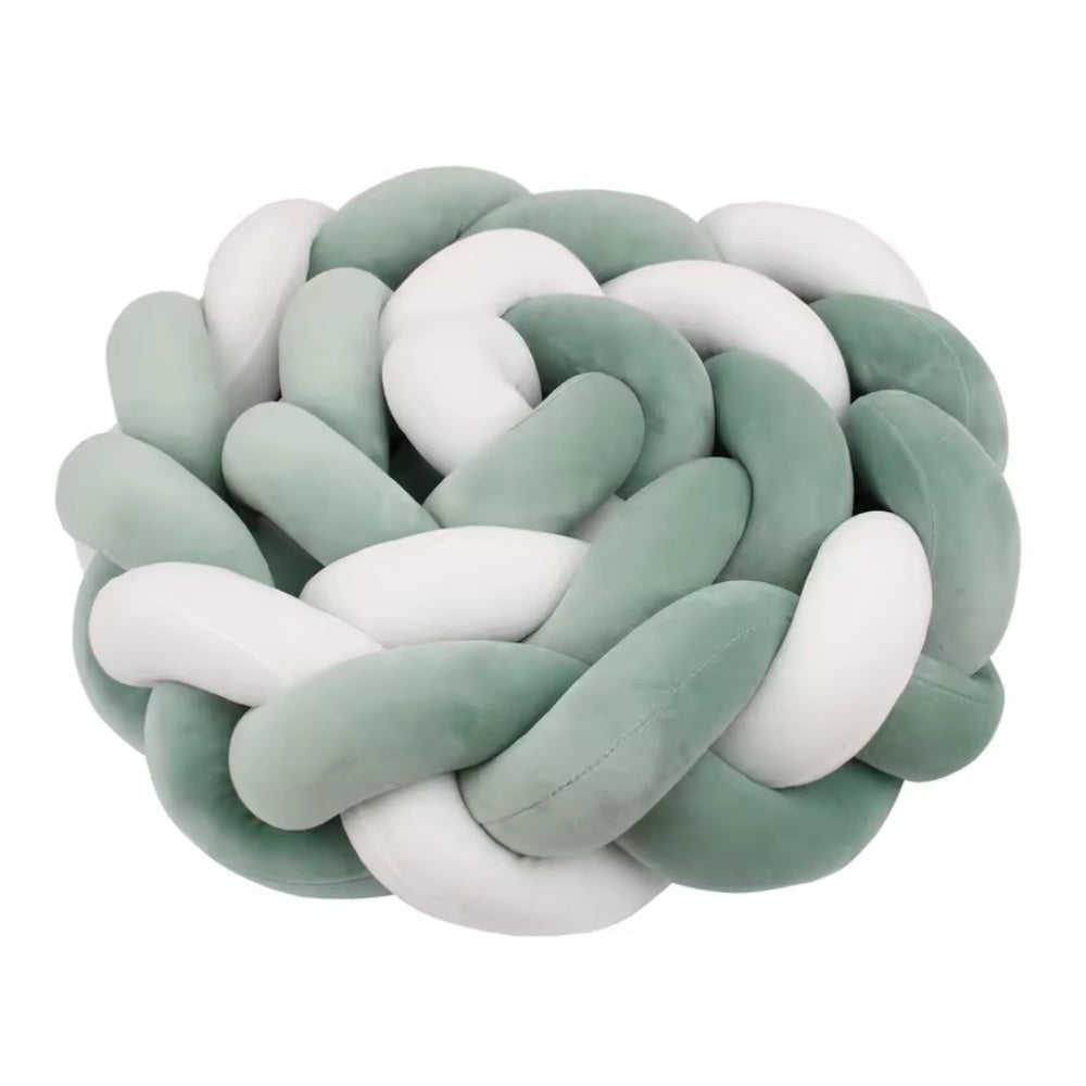 Tresse de Lit Bébé Vert Sauge / Blanc | Tour de Lit Tréssé | Décoration Chambre Enfant