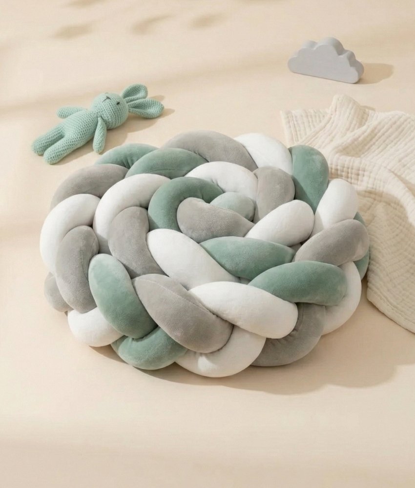 Tresse de Lit - Vert Sauge / Gris / Blanc